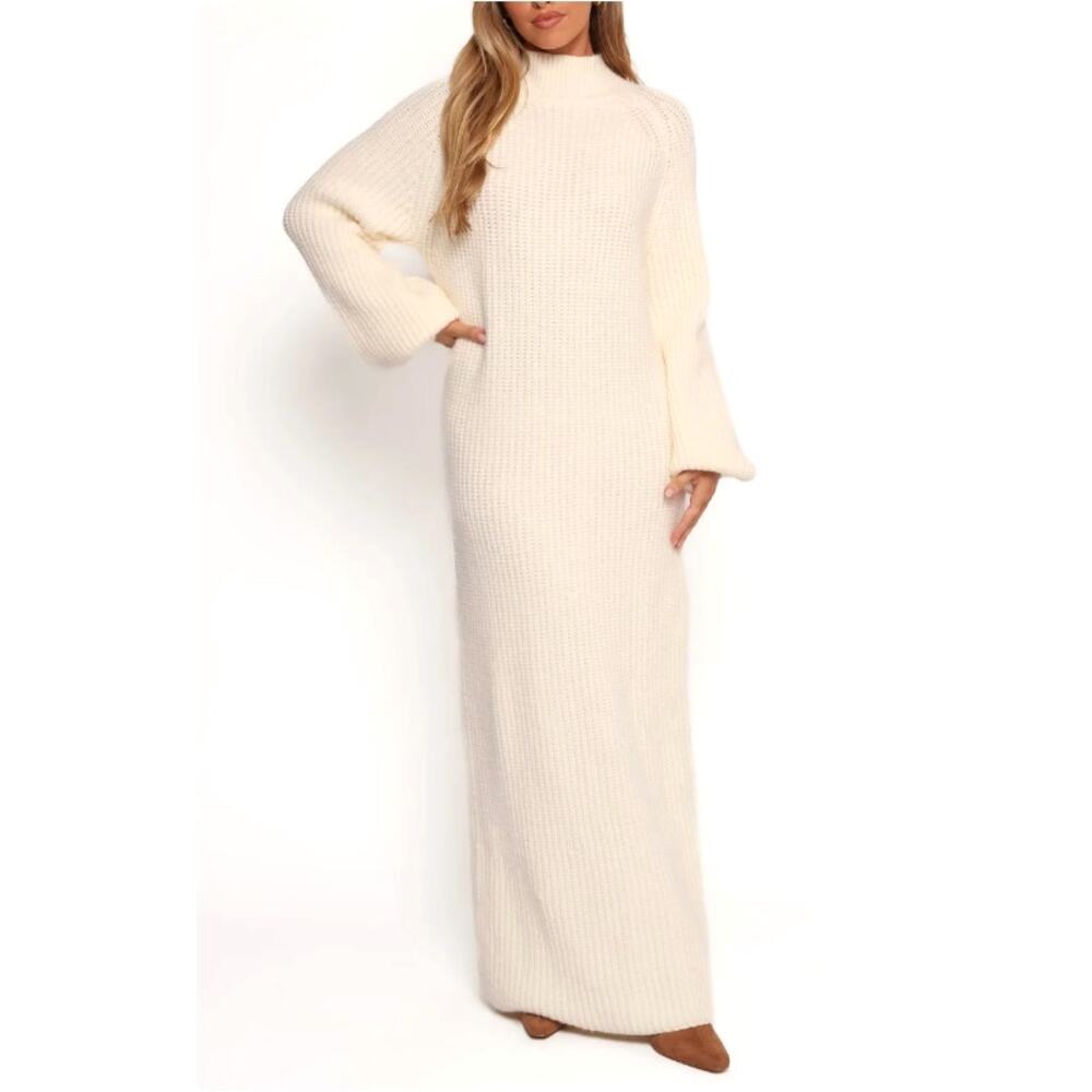 Petal & Pup Tobin Knit Maxi Dress Cream Size XL